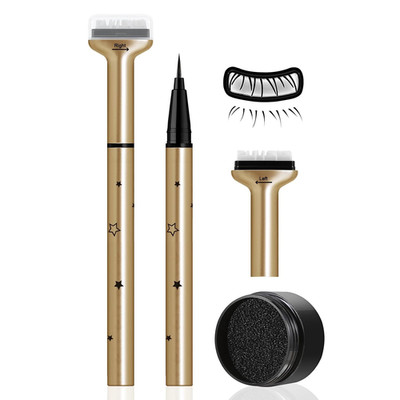 2-in-1 Waterproof Lower Eyelash Stamp & Eyeliner for Quick Makeup (Black)