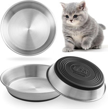 Stainless Steel Cat Bowls,Whisker Friendly Shallow Cat Dishes for Food and Water