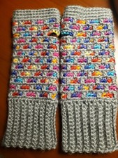 Women's Handmade Crochet/Knit Mosaic Fingerless/Texting Gloves