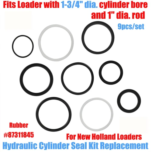 9pcs Replacement Seal Kit 87311845 For New Holland Loaders 1-3/4'' Bore 1'' Rod - Picture 1 of 11