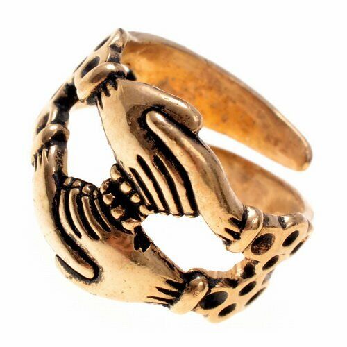 Anillo de compromiso anillo de compromiso medieval anillo de compromiso réplica bronce/plateado - Imagen 1 de 2