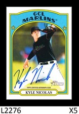 1-2021 TOPPS PRO DEBUT REAL ONE AUTO KYLE NICOLAS MARLINS CARD#ROA-KN QTY