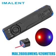 IMALENT GR35 2800 Lumens Rechargeable LED Flashlight with Red Laser & UV Light 