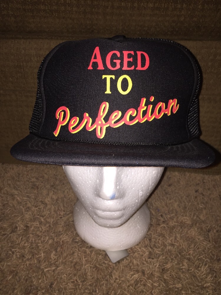 Vintage AGED TO PERFECTION MESH SNAPBACK Baseball Cap Trucker Hat Retro R