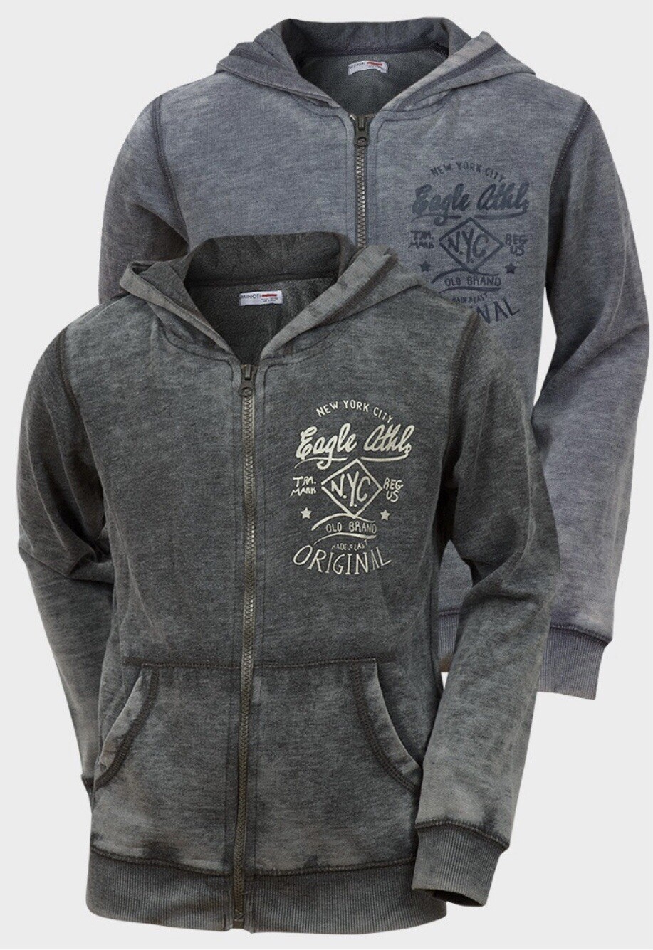 MINOTI DISTRESSED AND WASHED EFFECT HOODED FULL ZIP SWEATSHIRT image 4