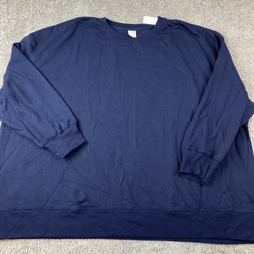 NWT Terra & Sky Sweatshirt Women's 4X Navy Blue Pullover Fleece Casual