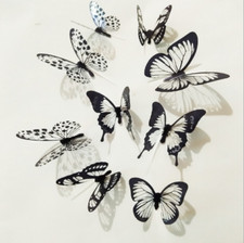 18pcs 3D Butterfly Sticker Wall Decal Home Decoration Room Decor Set White Black