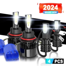 For Ford Mustang 1988-93 6000K 4X LED Headlight High/Low Fog Light Bulbs Combo