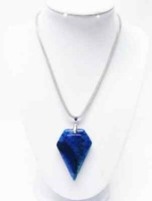 Beautiful Blue 56x40mm Agate Stone Pendant Necklace