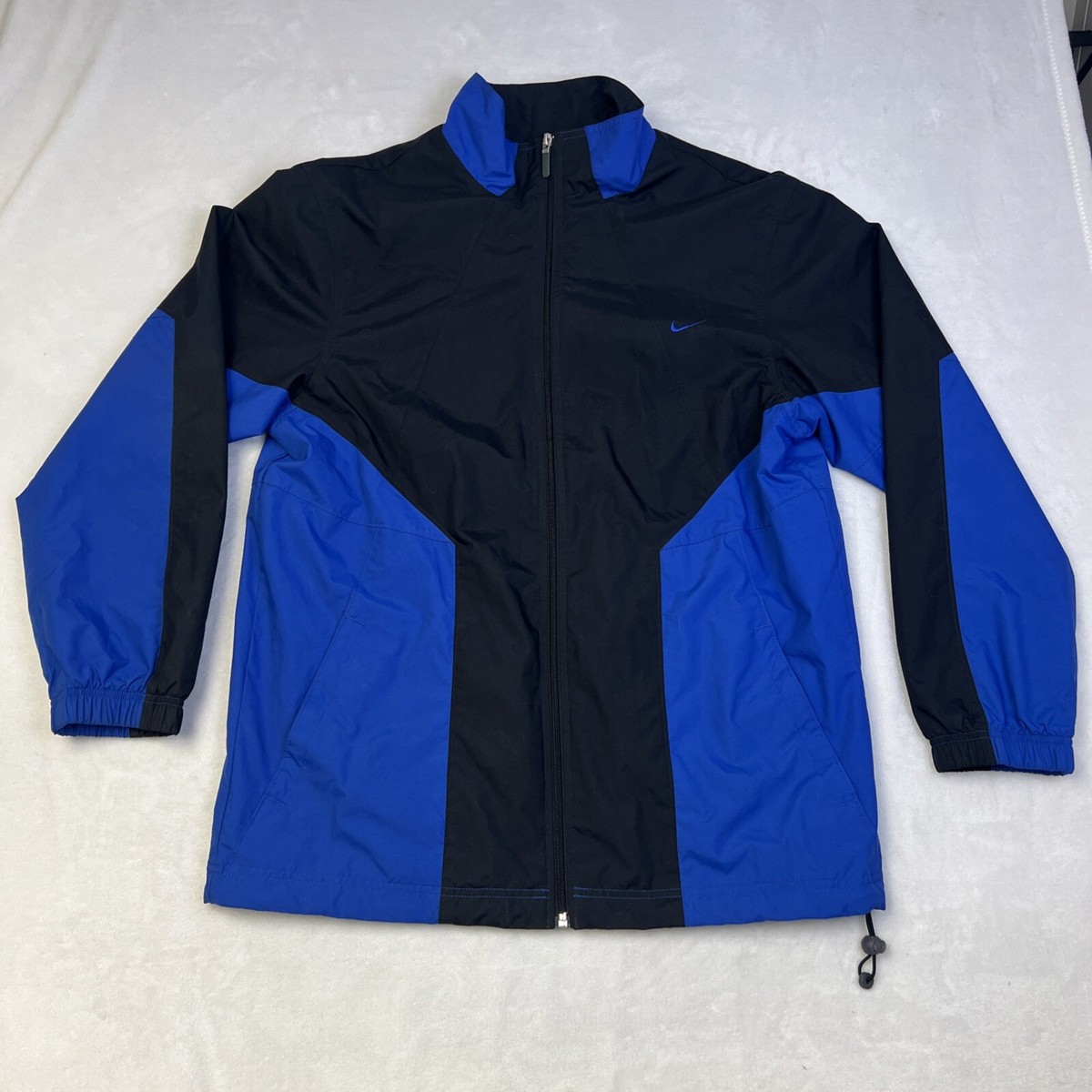Vintage Nike Windbreaker Track Jacket Blue Black Silver Tag Large