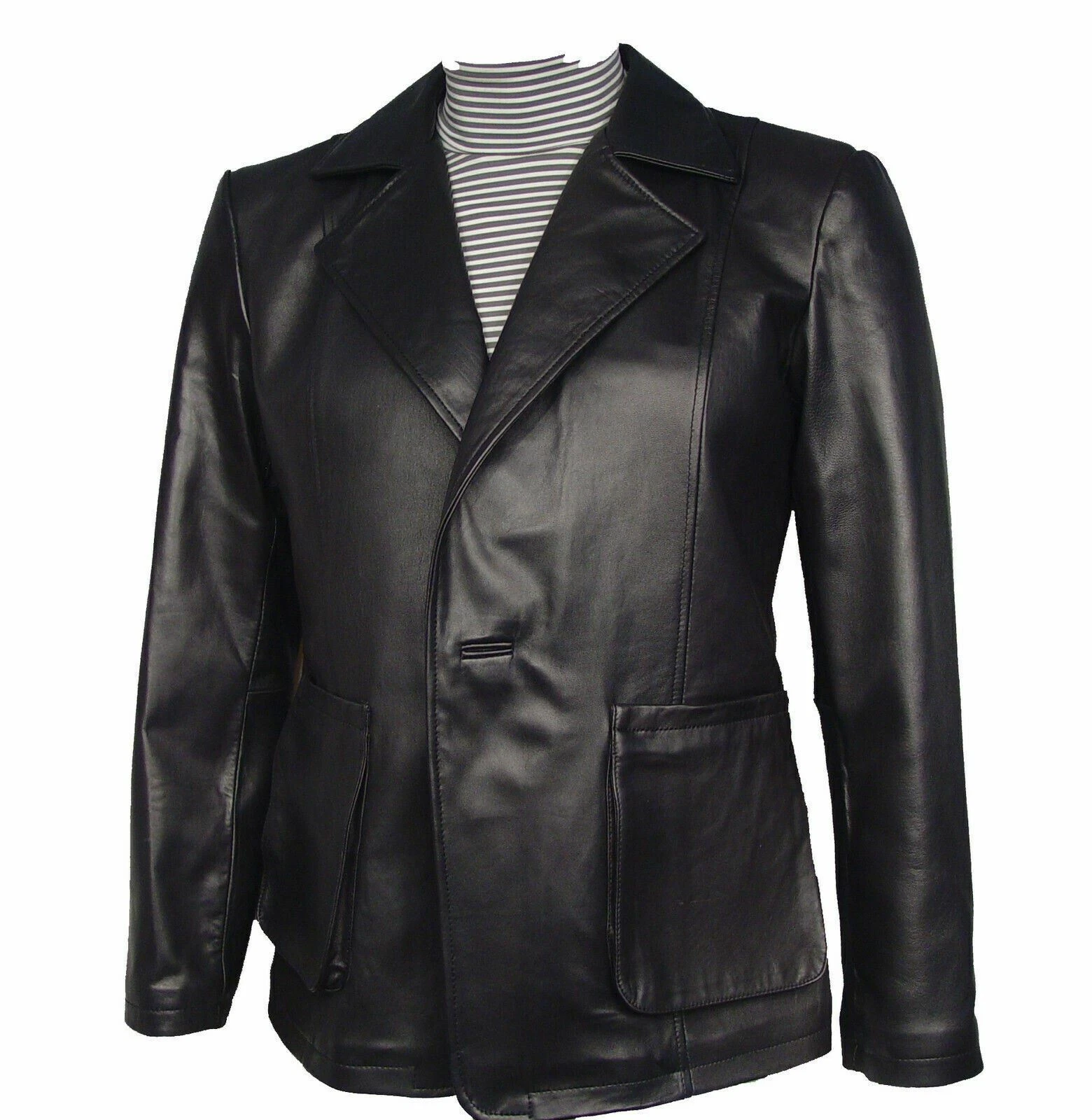 1088 Mens Fine New Black Light Sheepskin Leather Casual Sports Stylish Blazer
