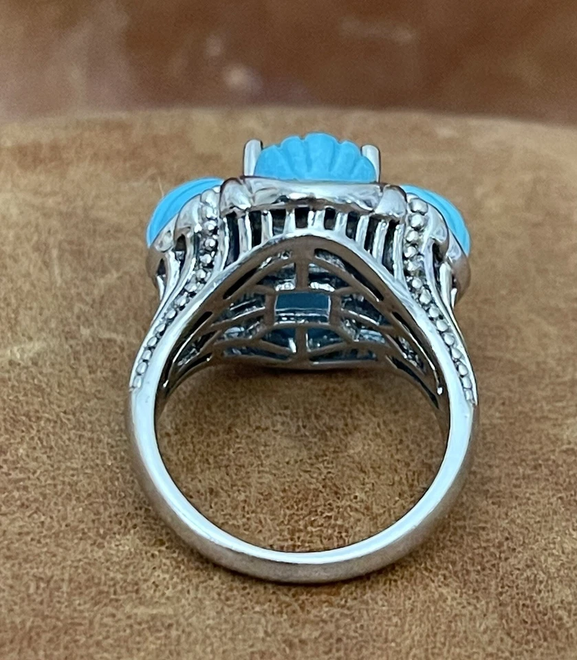 Anillo de cóctel Victoria Wieck de plata esterlina con topacio suizo y turquesa talla 6 nuevo sin etiquetas Foto 3 de 4