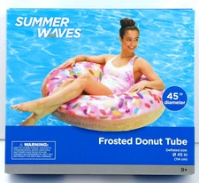 Summer Waves Giant Inflatable Frosted Sprinkle Donut Tube Pool Float  45”