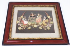 Alte Collage Oblaten getrocknete Blumen um 1900 Grünberg Schlesien Bilderrahmen