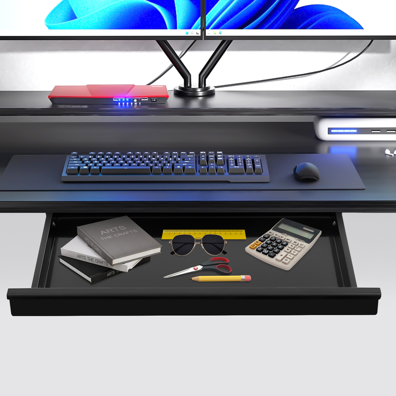 Under Desk Sliding Pull-Out Drawer Drawer Storage Organizer For Standing Desks-image