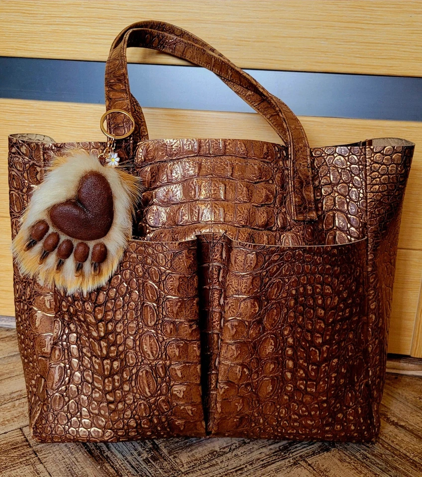 Bear Paw Keychain Faux Fur Heart Pad Claw Bag Charm Cute Animal Gift Handmade - Image 3 of 4