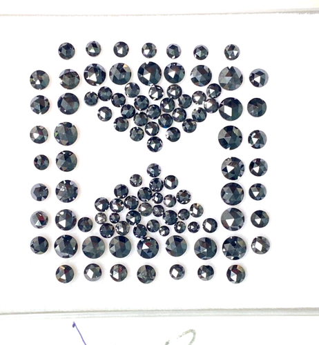Schwarze Farbe Runde Rosenschnitt Diamant Natürlicher Diamant Lot 1 + TCW Schaufel 4,0-4,5 mm - Bild 2 von 16
