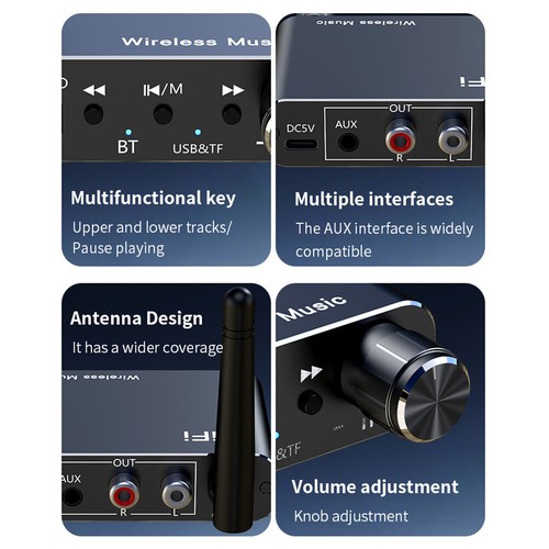 BT 5.4 Audio Receiver Wireless Audio Adapter Music Receiver for TV Car Speaker - Afbeelding 9 van 11