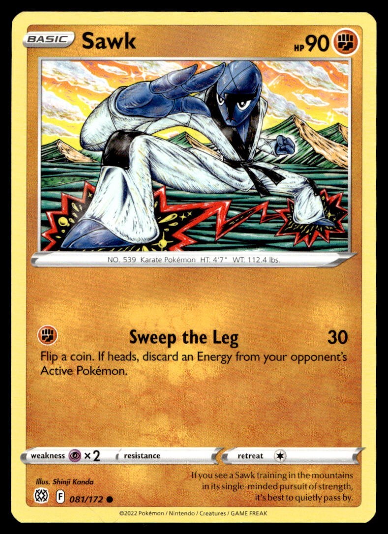 Sawk 81/172 Pokemon Card Brilliant Stars Common 90 HP Near Mint Z25