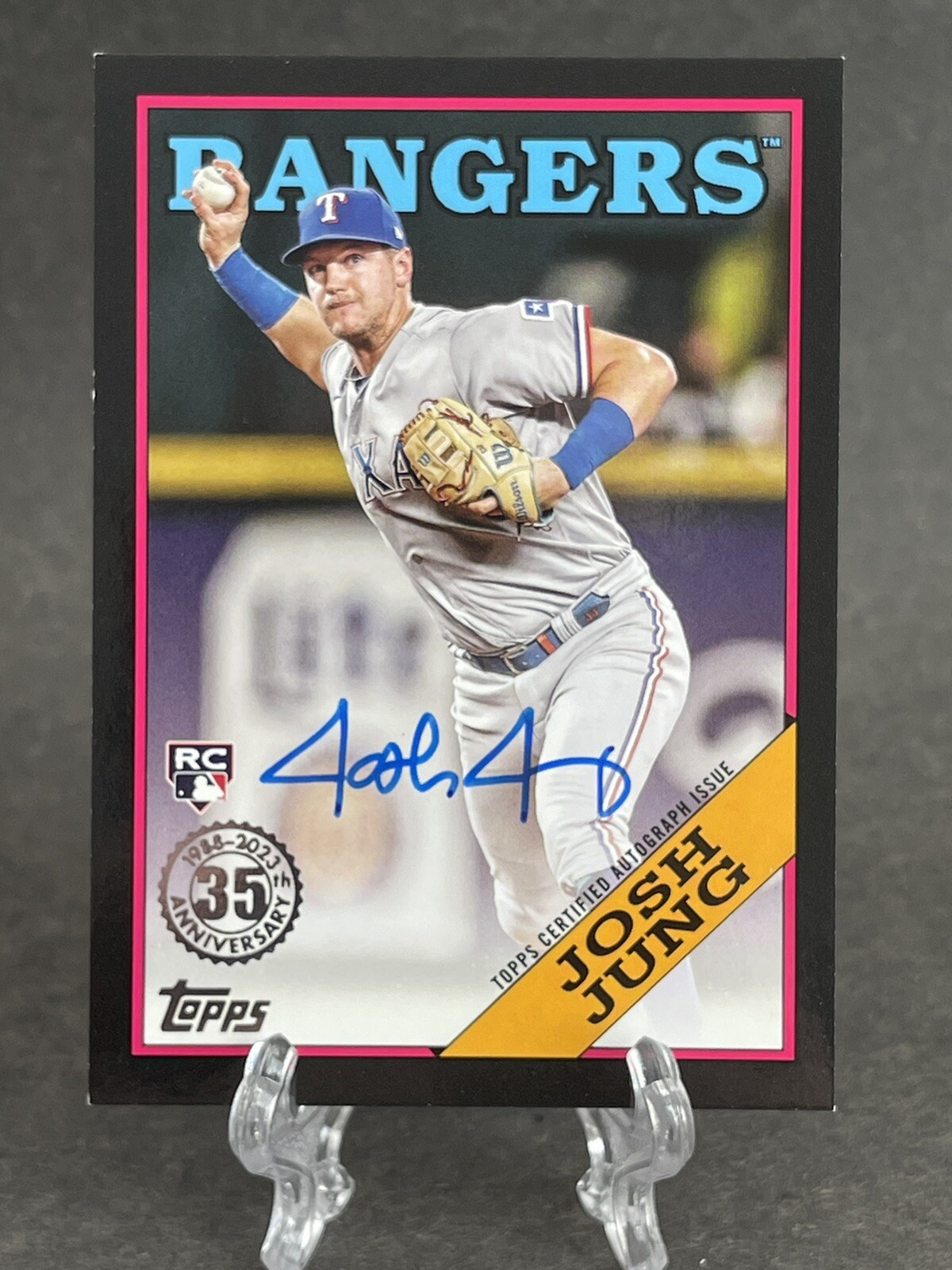 2023 Topps Series 2 Josh Jung #88BAJJ 1988 Topps Black Rookie Auto /199 Rangers