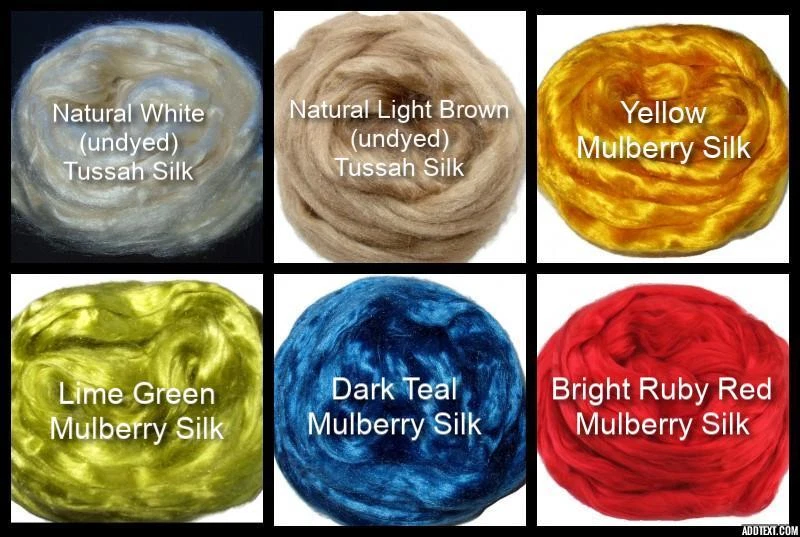 Mulberry or tussah silk roving for spinning felting fiber doll hair 0.5oz/15g - Image 2 of 4
