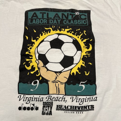 Diadora, Vintage 1995 Rare Diadora T-shirt Atlantic Soccer Football Virginia Beach L