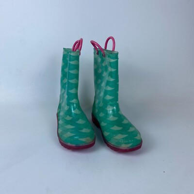 Lilly of New York Loop Handle Rain Boots Toddler Girls Size 1 Mint Green Rubber