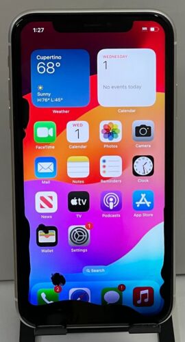Apple iPhone 11 64GB - White(Unlocked) Cracked Back/LCD/77%🪫 **READ** - Picture 1 of 8