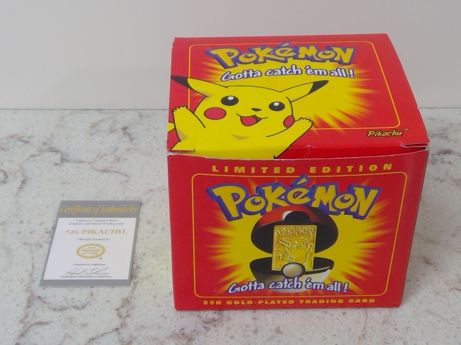 Pokemon Pikachu 23k Gold EMPTY BOX w/ CERTIFICATE ONLY Burger King