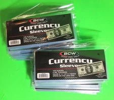 1000 REGULAR BILL CURRENCY POLY SLEEVES, 2 MIL THICK, FOR U.S. & OTHER CURRENCY