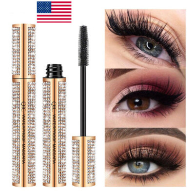 4D Flash Diamond Waterproof Silk Fiber Thick Lengthening Mascara Eyelashes  US