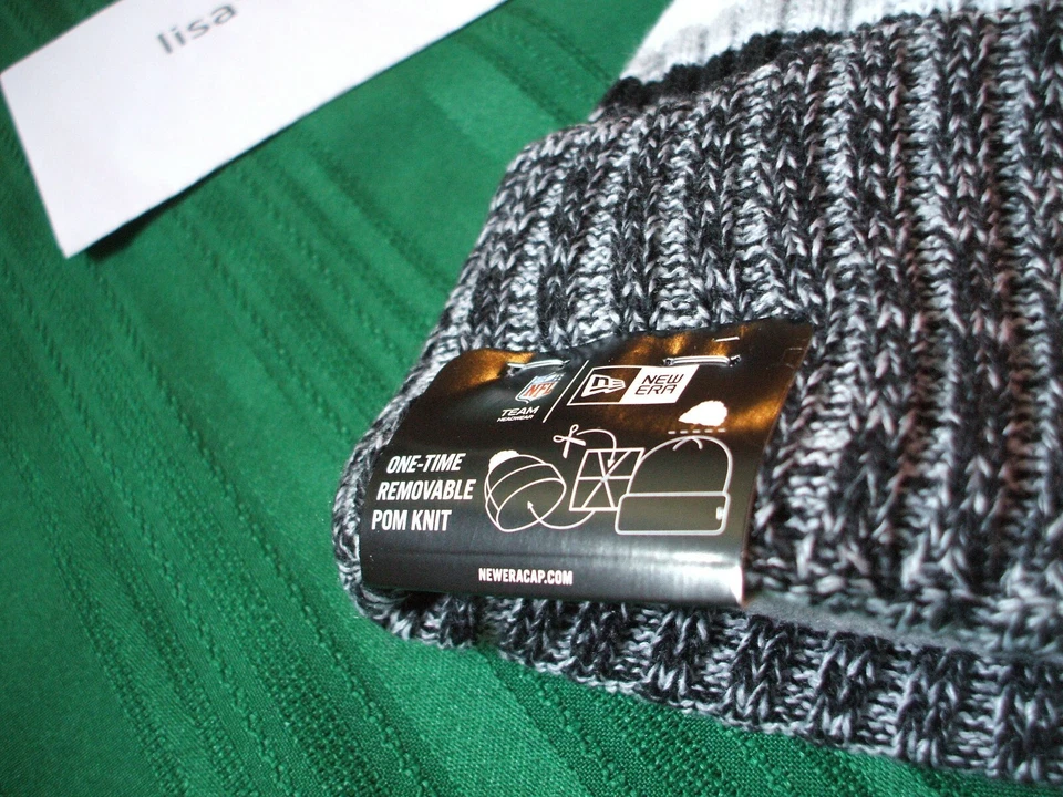 Detroit Lions New Era knit POM hat beanie NEW On Field #RARE# Black & White 2018 - Image 3 of 4