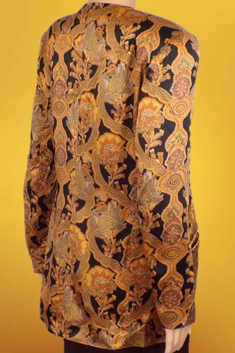 SILK! PAUL STANLEY size 8 blazer gold/orange/yellow/black 100% silk dry clean - Picture 6 of 15