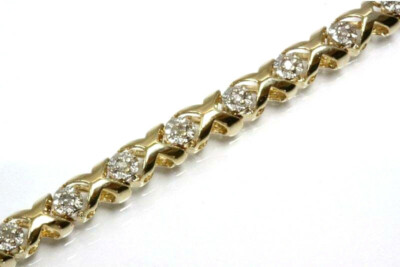 0,35 ctw natürlicher Diamant (G-H, SI) massives 14k Gelbgold XOXO Gliederarmband 6-8''