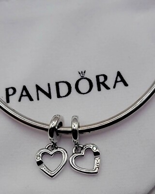 Authentic Pandora #799538C01 Linked Sisters Hearts Split Dangle