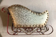 Large 14" Gold Santa Sleigh Christmas Holiday Centerpiece Display Decor