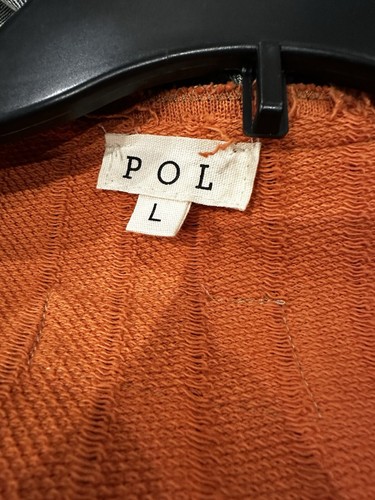 POL Orange Brown Oversized Shirt With Elbow Patches BOHO Sz L Retail $60 - Picture 5 of 8