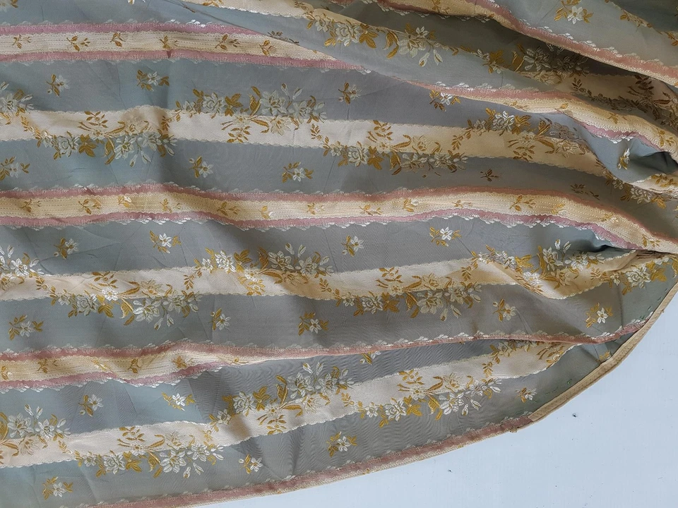 Antique French Brocade Striped Floral Panel 75x37 inches - Image 4 of 4