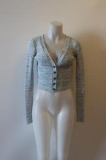Womens Intermix Blue Heathered V-Neck Knit Cardigan Sweater P US/XS