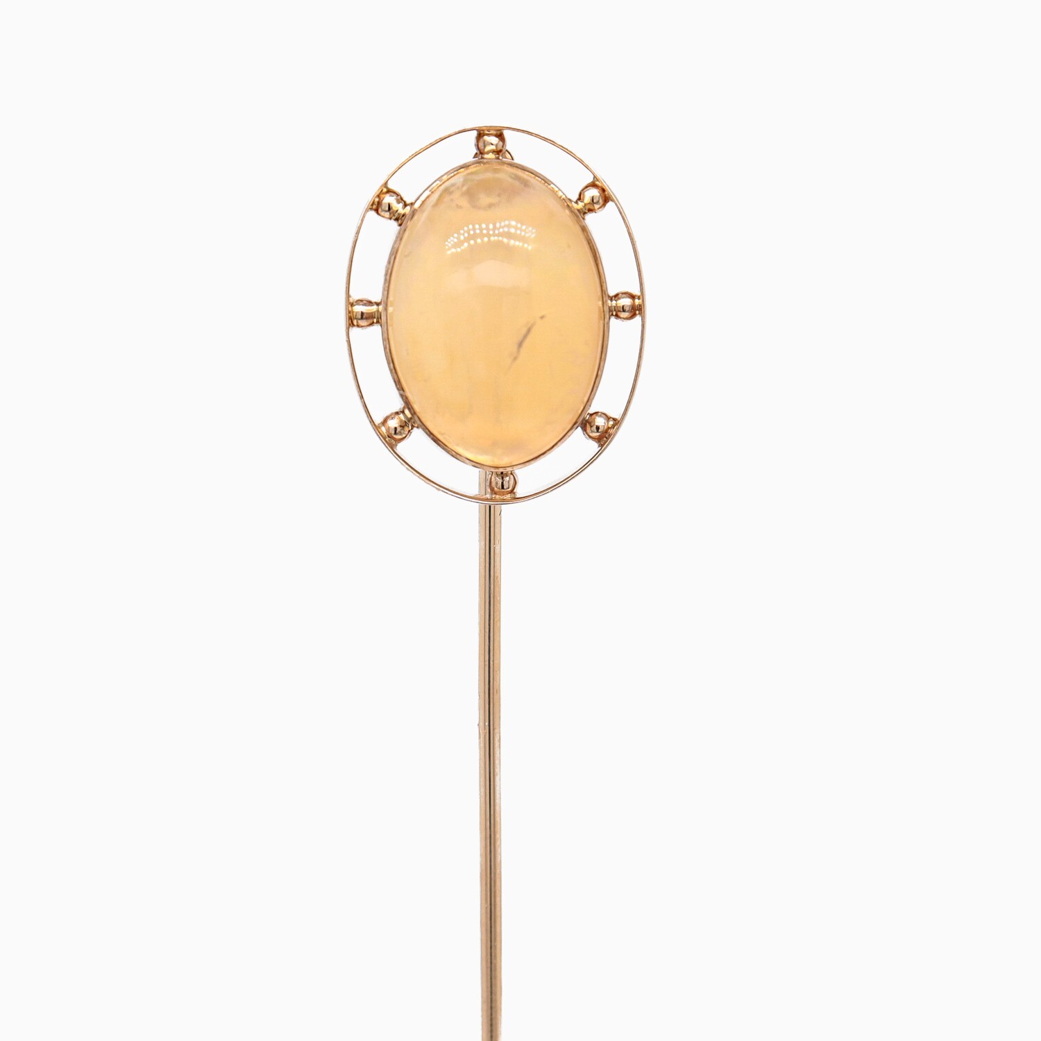 Antique Victorian 14k Rose Gold & Agate Cabochon Stickpin.