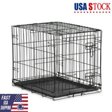 Metal Single-Door Folding Dog Crate with Divider 24" Dog Kennels 10.58 lb US