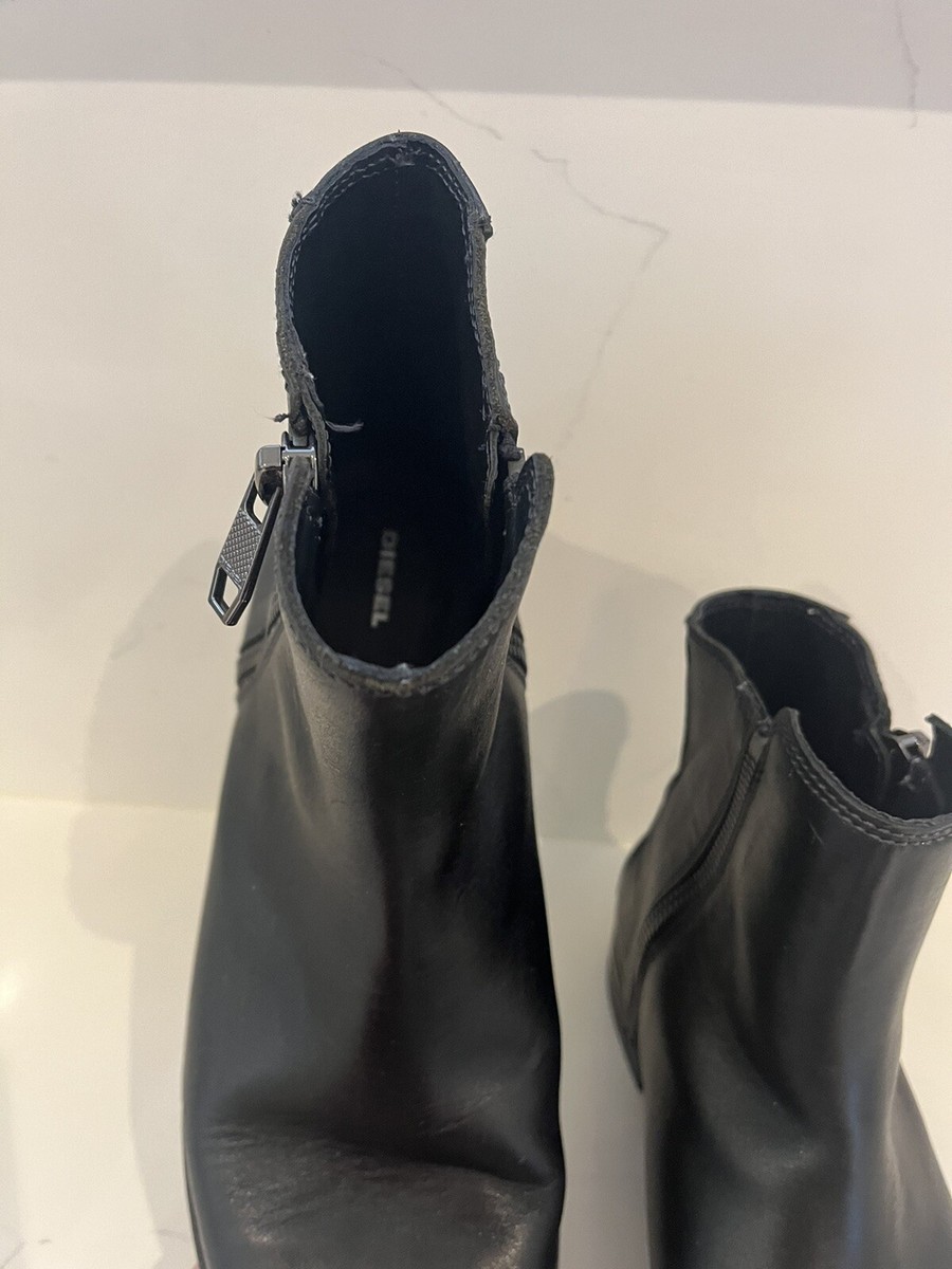 Diesel D-zipphim Men's Black Leather Chelsea Boot- Size 45 Diesel D-zipphim Men's Black Leather Chelsea Boot- Size 45