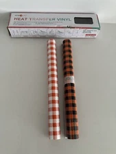 Vinyl Iron on HTV Vinyl 10" x 5FT Easy to Weed 2 rolls plaid Halloween orange