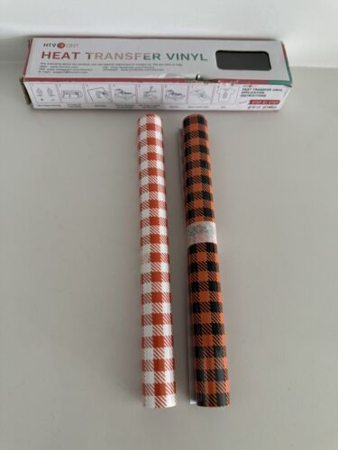 Vinyl Bügelbild HTV Vinyl 10" x 5FT leicht zu jäten 2 Rollen kariert Halloween orange