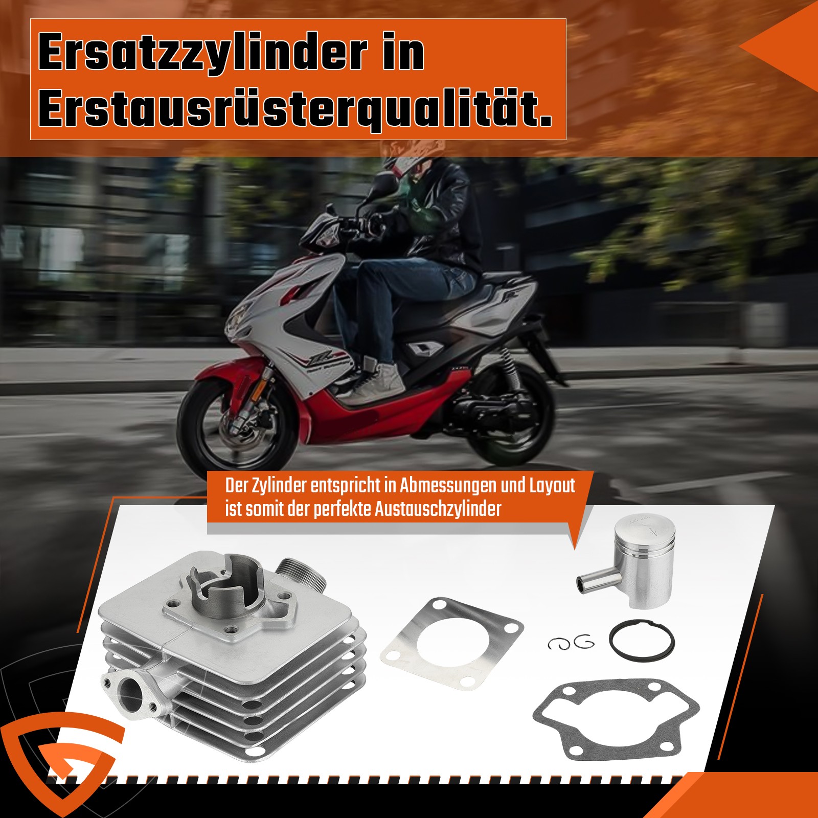 50ccm Zylinder 38mm für Simson S51 SR50 KR512 mit Kolben Dichtungen komplett DE