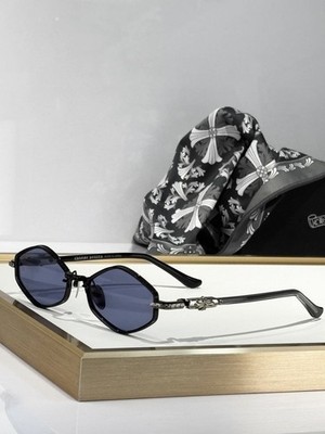 Chrome Hearts Octagon Blue Lens Sunglasses   Black Frame Luxury Designer Style