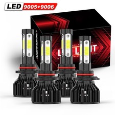 9005 9006 LED Headlight Kit 10000K Combo Bulbs High Low Beam Super Bright White