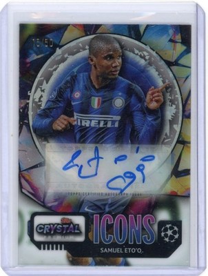 Samuel Eto'o 2023-24 Topps Crystal Premium UCL Icons Auto /50 #IA-SE