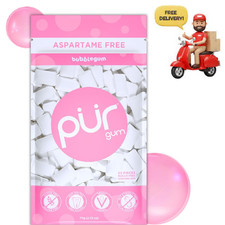 PUR Gum Aspartame Free Chewing Gum 100 Xylitol Natural Bubblegum Flavored
