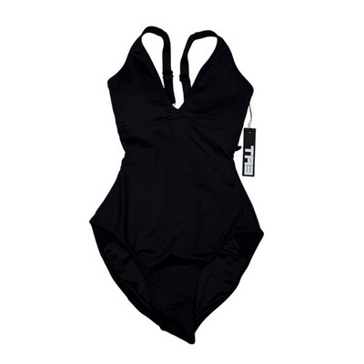 TA3 Plungey One Piece Swimsuit NWT XS Reg/Long Black Lace Up Back Sculpting